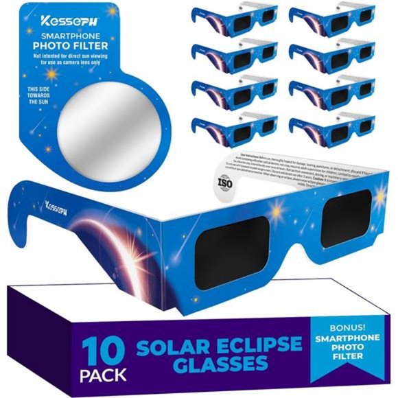 Solar Eclipse Glasses Approved 2024, (10 Pack) CE and ISO Certified - Picture 1 of 8